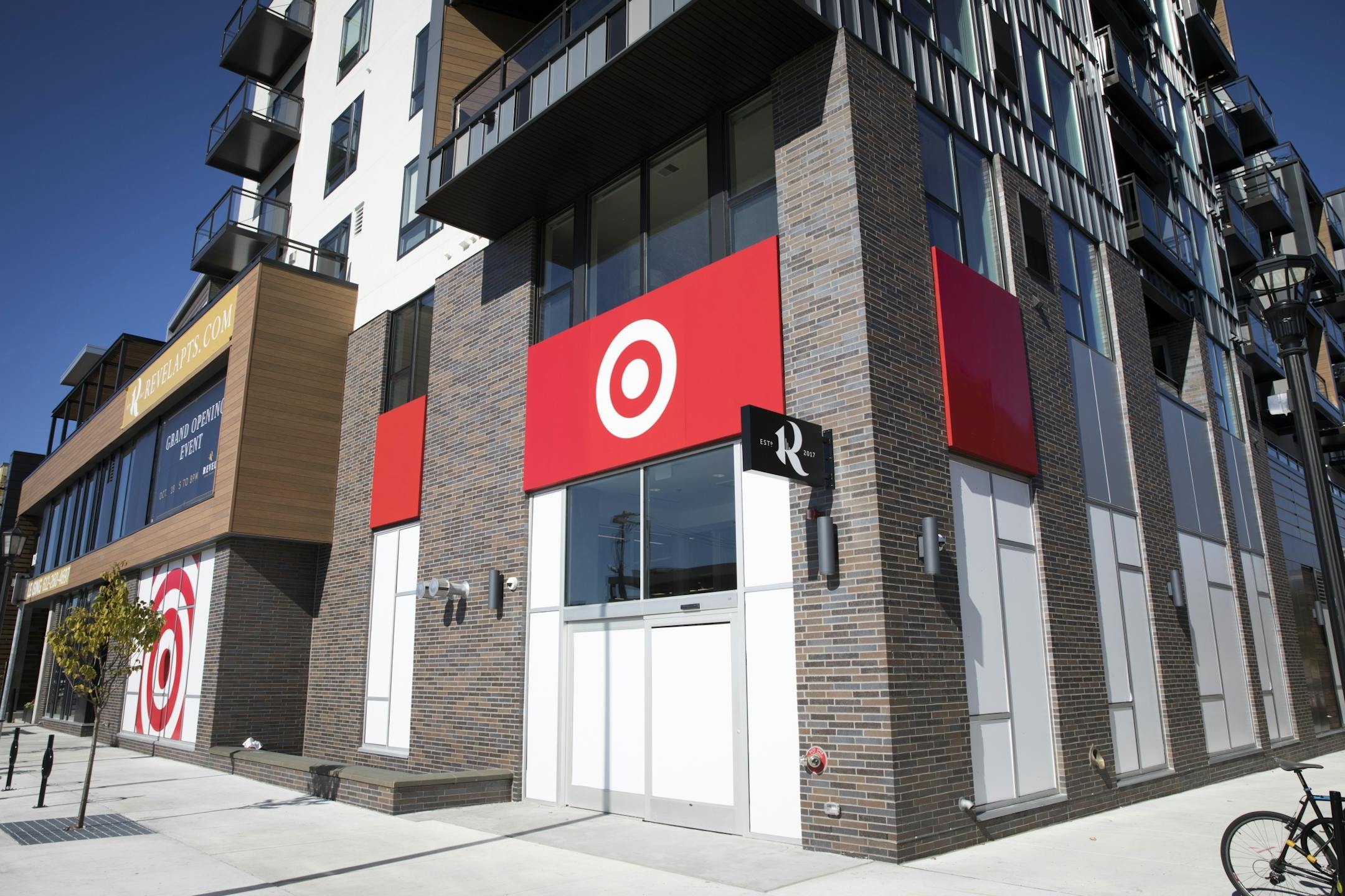 Target's store in Uptown is one of about a dozen new urban stores the retailer is opening this week. This is the Fremont Avenue South and Lake Street entrance photographed on Tuesday, October 17, 2017, in Minneapolis, Minn.