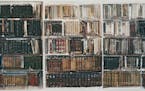 Books in Lars Lerin's 15-foot panorama represent a vast accumulation of human knowledge.