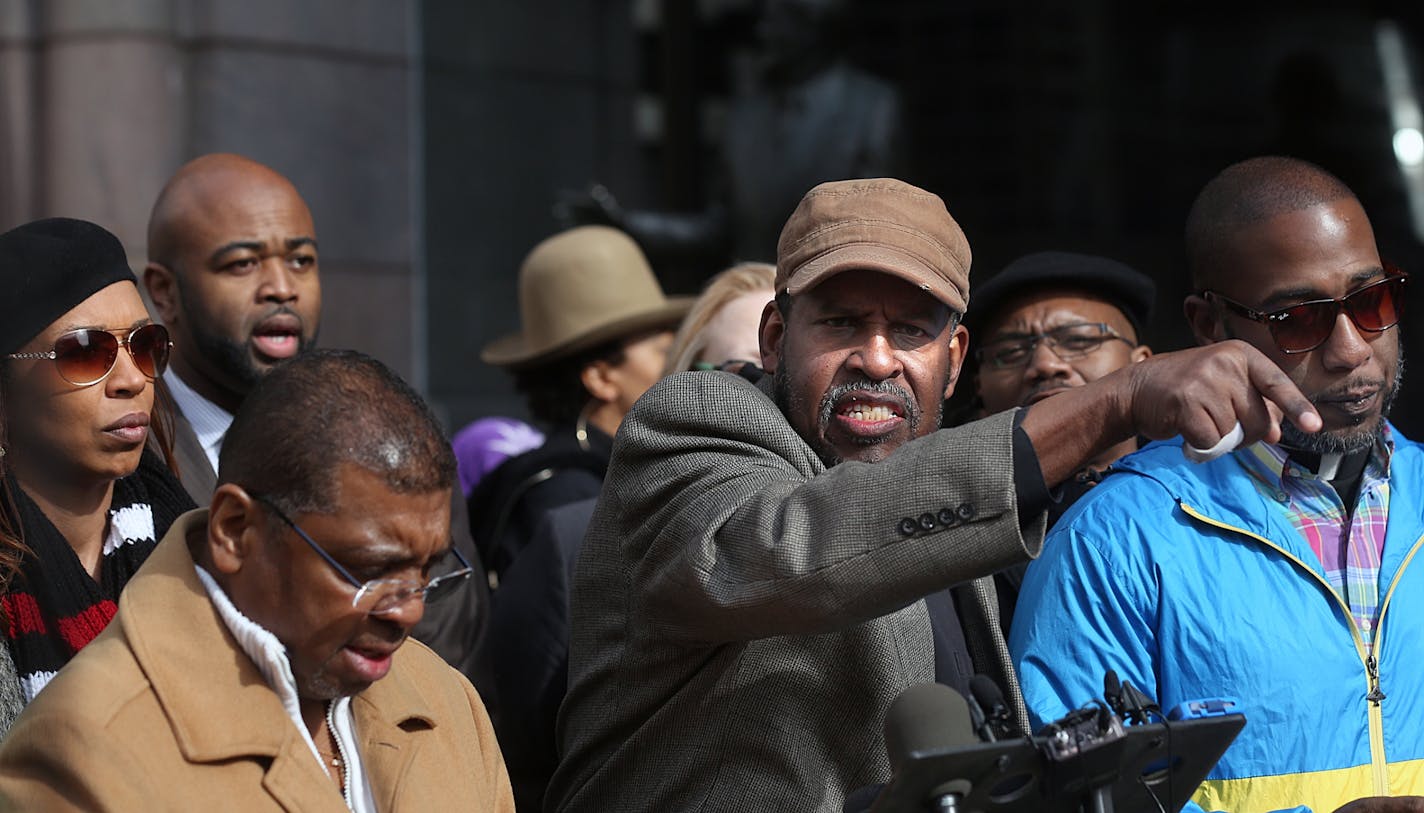 Civil rights activist Mel Reeves made a point during the news conference.