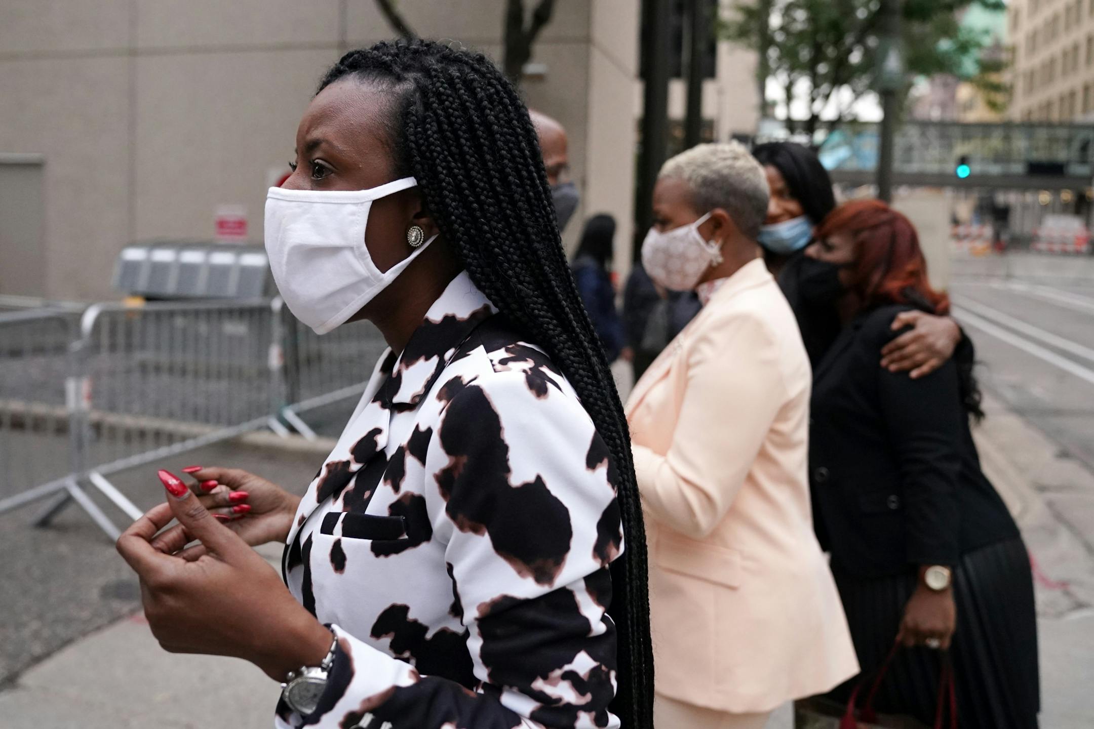Friends and family of George Floyd arrived at the Hennepin County Family Justice Center in downtown Minneapolis for Friday's hearing.