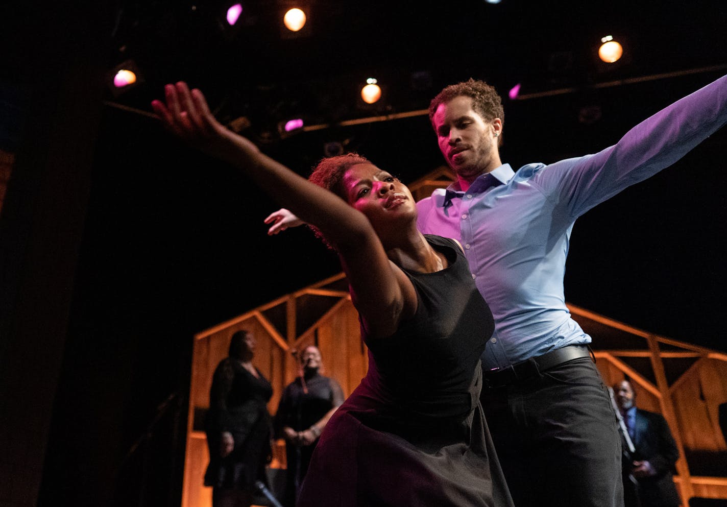 Taylor Collier and Jacob Lewis rehearse a dance number. ] MARK VANCLEAVE &#x2022; mark.vancleave@startribune.com * The cast of Penumbra Theatre's 'Black Nativity' rehearses Wednesday, Nov. 28, 2018.