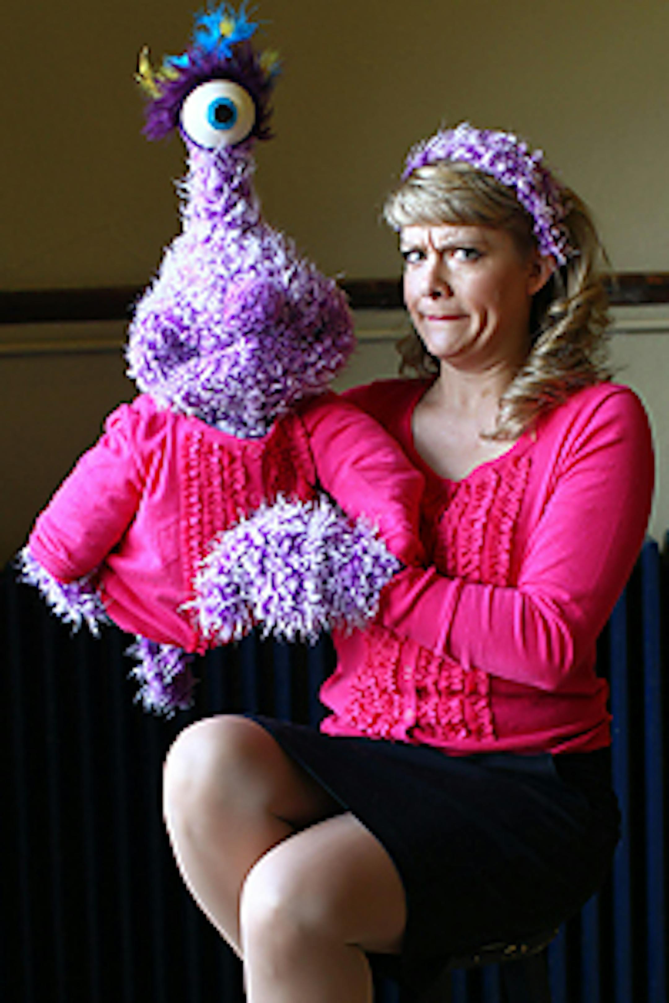 "Avenue Q" actor Bonni Allen with puppet Kate Monster