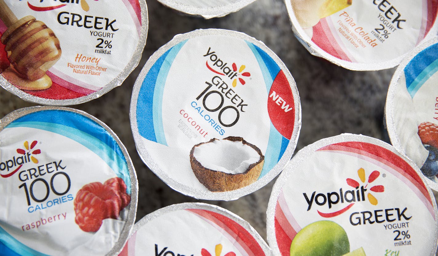 Greek yogurt products from Yoplait seen at General Mills headquarters in Golden Valley on Thursday, March 12, 2015. ] LEILA NAVIDI leila.navidi@startribune.com /