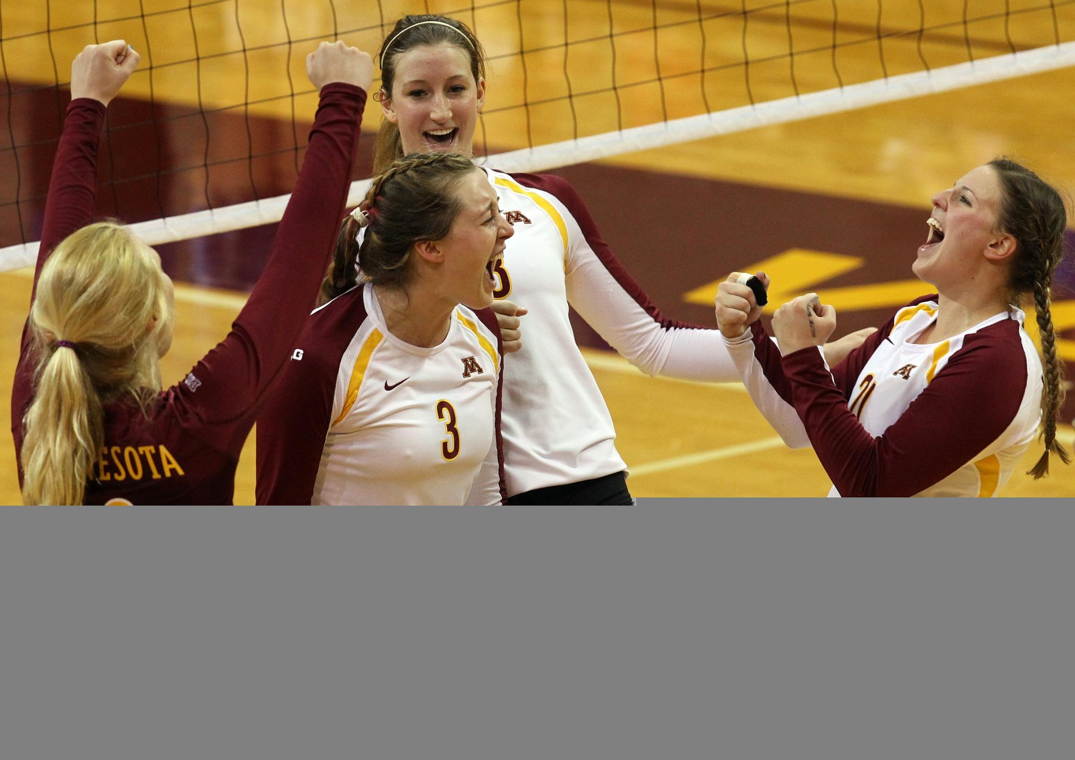 Gophers celebrated after winning match point.