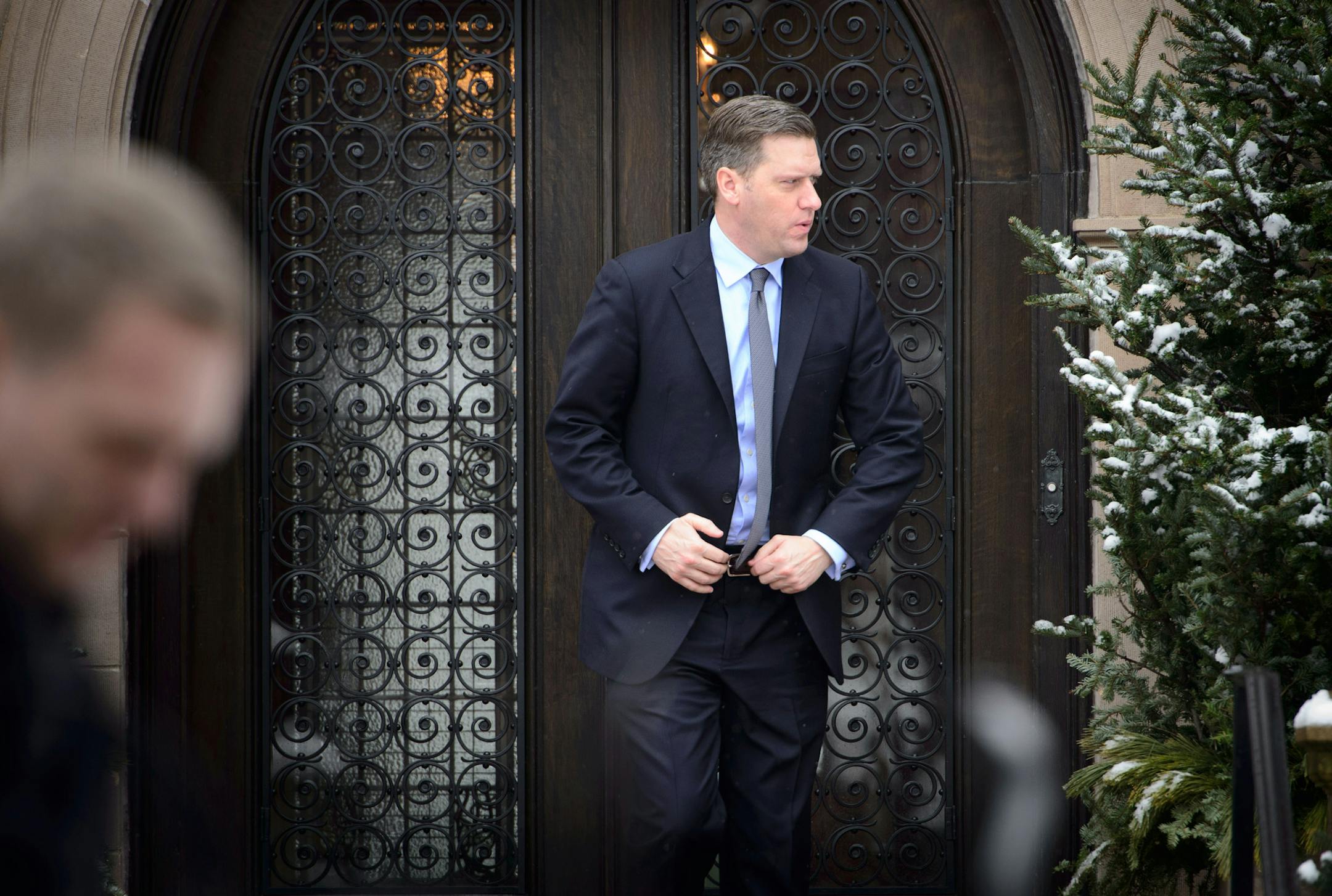 Speaker Kurt Daudt emerged from Friday's meeting at the governor&#x2019;s residence in St. Paul to speak to reporters.