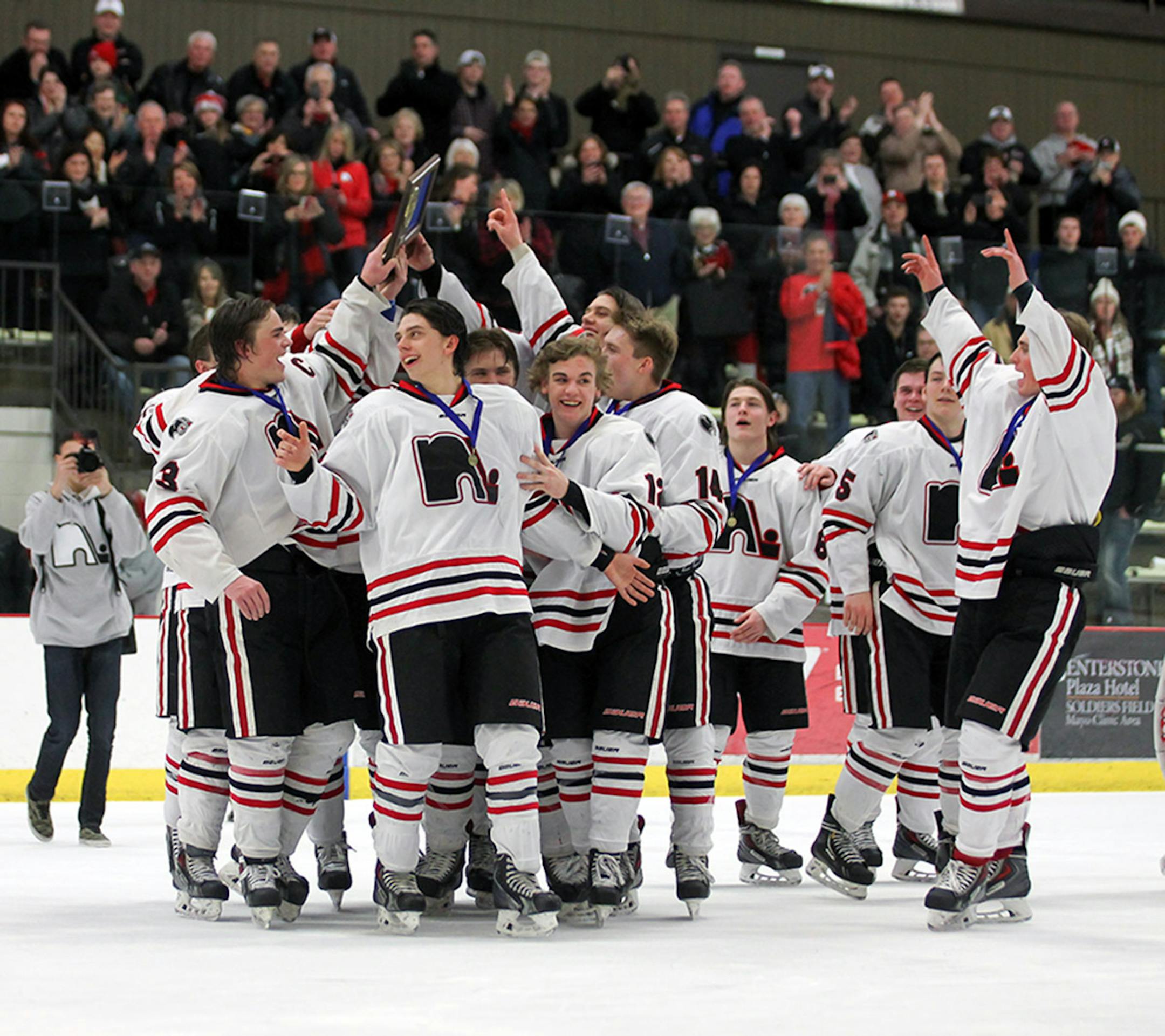 Lakeville North players celebrated after defeating Farmington on Thursday in Rochester to claim the section championship.