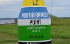 A buoy at the lakeshore in Angle Inlet. The marker matches the design of its "sister" buoy in Key West, Fla.