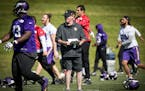 Head coach Mike Zimmer returned to Vikings practice at Winter Park in Eden Prairie, Minn., on Tuesday, June 6, 2017.