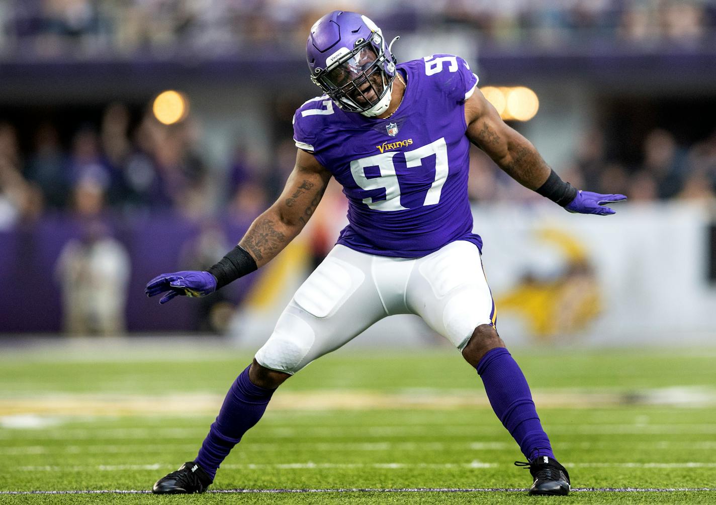 Minnesota Vikings Everson Griffen celebrates his third quarter sack.] Jerry Holt •Jerry.Holt@startribune.com