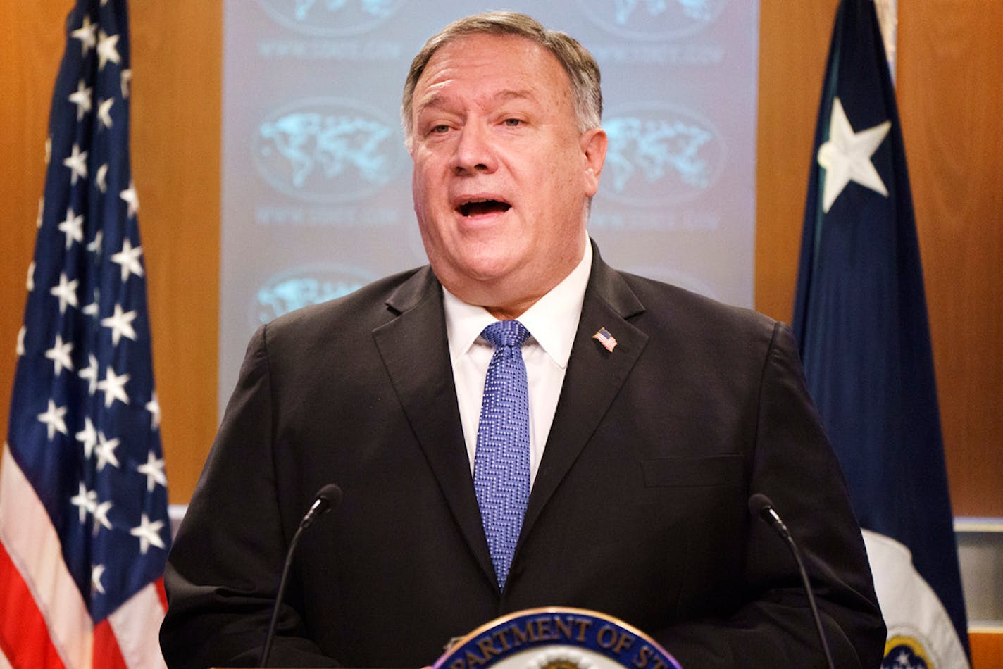 Secretary of State Mike Pompeo speaks during media briefing, Tuesday, Nov. 10, 2020, at the State Department in Washington. (AP Photo/Jacquelyn Martin, Pool)