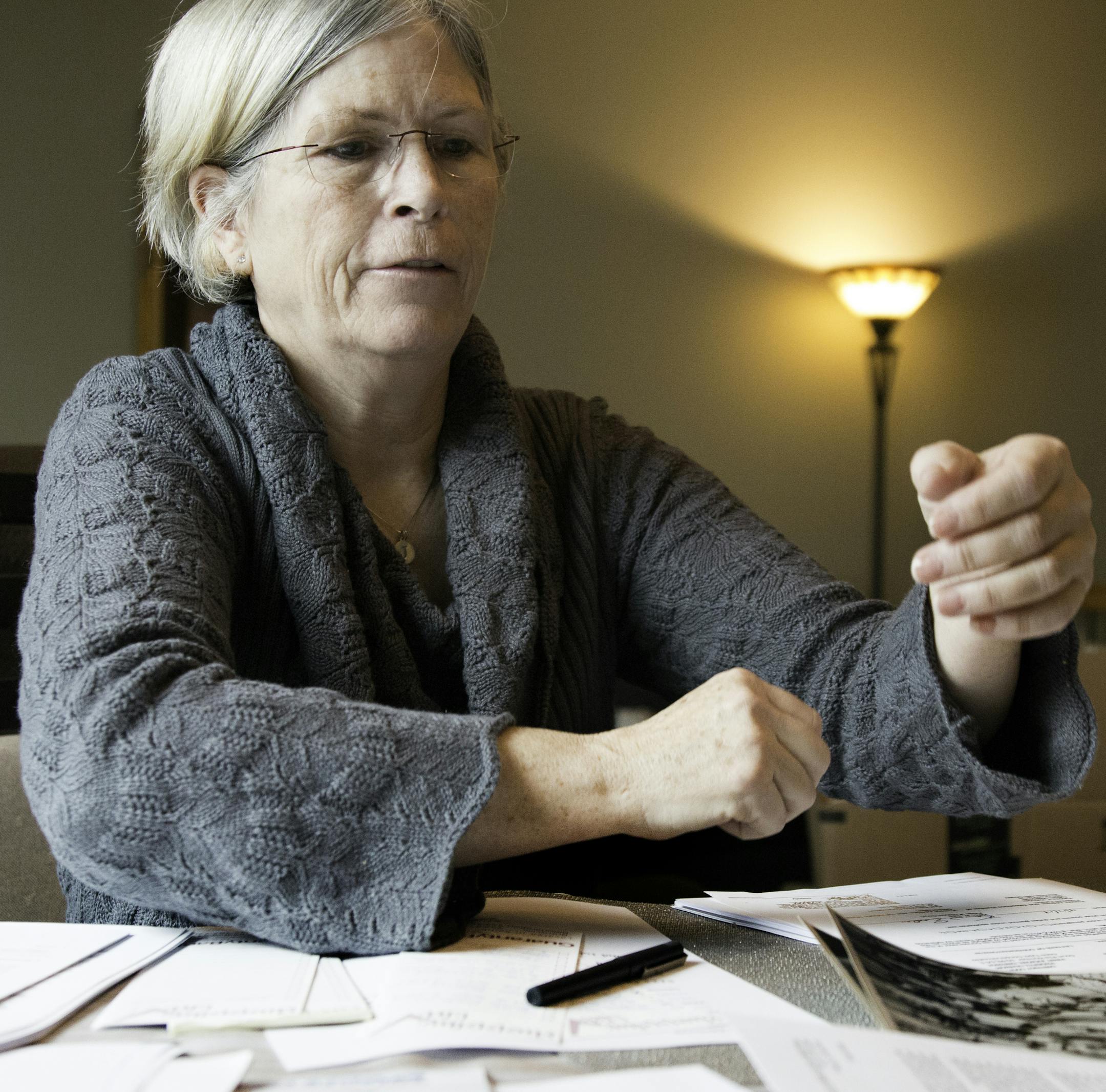 Catherine O'Connor lays out when she says are key documents from the thousands of pages she accumulated in her fight over the conservatorship of her late mother, Patricia Heinrich.