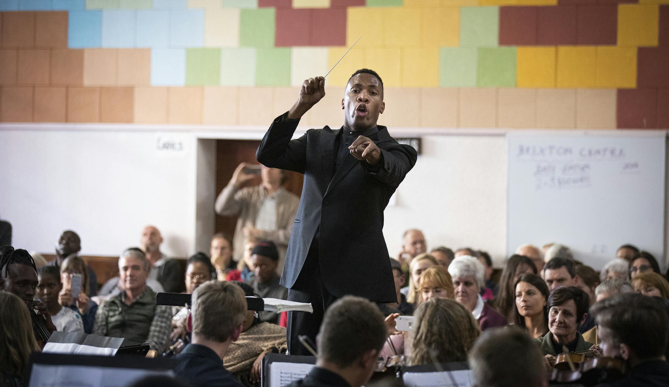 Roderick Cox conducts during a SANYO concert. ] LEILA NAVIDI • leila.navidi@startribune.com BACKGROUND INFORMATION: Minnesota Orchestra’s associate conductor Roderick Cox conducts a concert by the South African National Youth Orchestra (SANYO) at Brixton Kerk Church in Johannesburg, South Africa on Sunday, August 19, 2018.