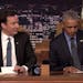 Jimmy Fallon writes thank-you notes with President Obama on "The Tonight Show."