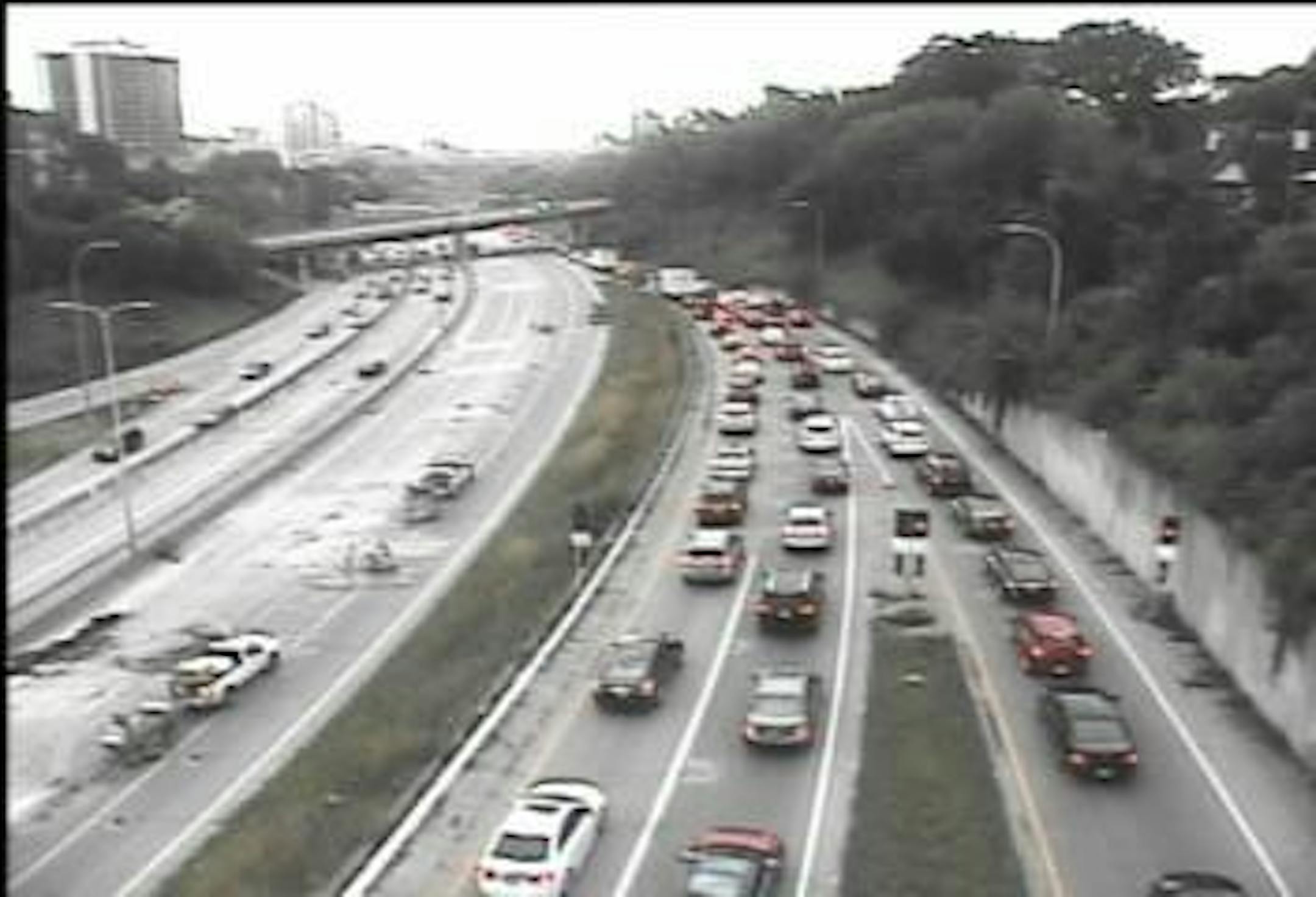 Traffic delays were growing around Minneapolis as Monday morning commuters had to deal with the closure of the I-394 ramp to I-94 eastbound.