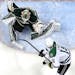Patrick Eaves (18) go the puck past Minnesota Wild goalie Devan Dubnyk (40) for a goal in the second period.