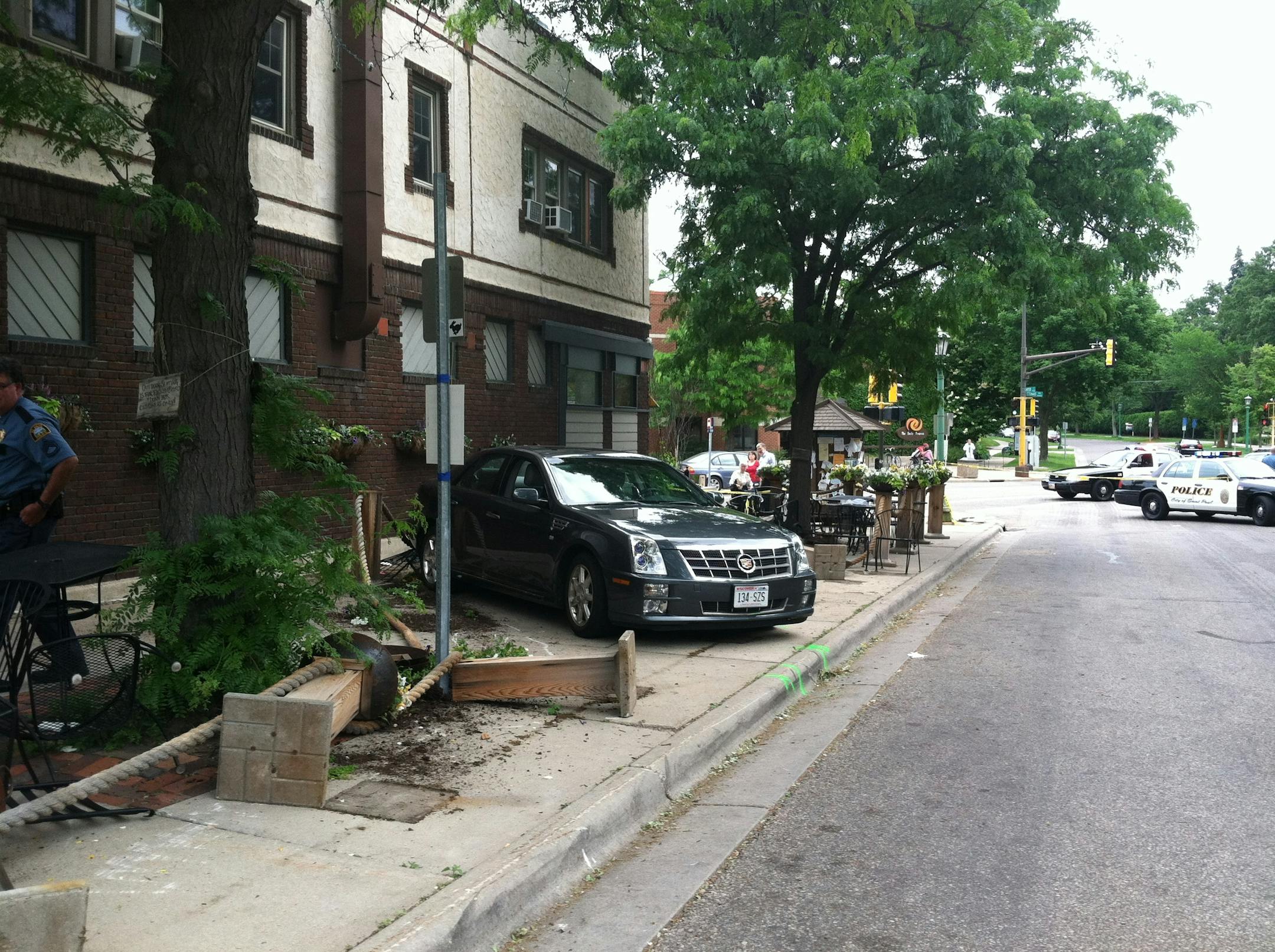 A car plowed into tables at the Finnish Bistro in St. Paul on Sunday, June 3, 2012.