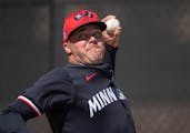 Caleb Thielbar worked a bullpen session during Twins spring training on Thursday in Fort Myers, Fla.
