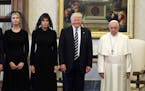 Ivanka Trump, first lady Melania Trump and President Donald Trump meet with Pope Francis at the Vatican, May 24, 2017. The Pope welcomed Trump to the 