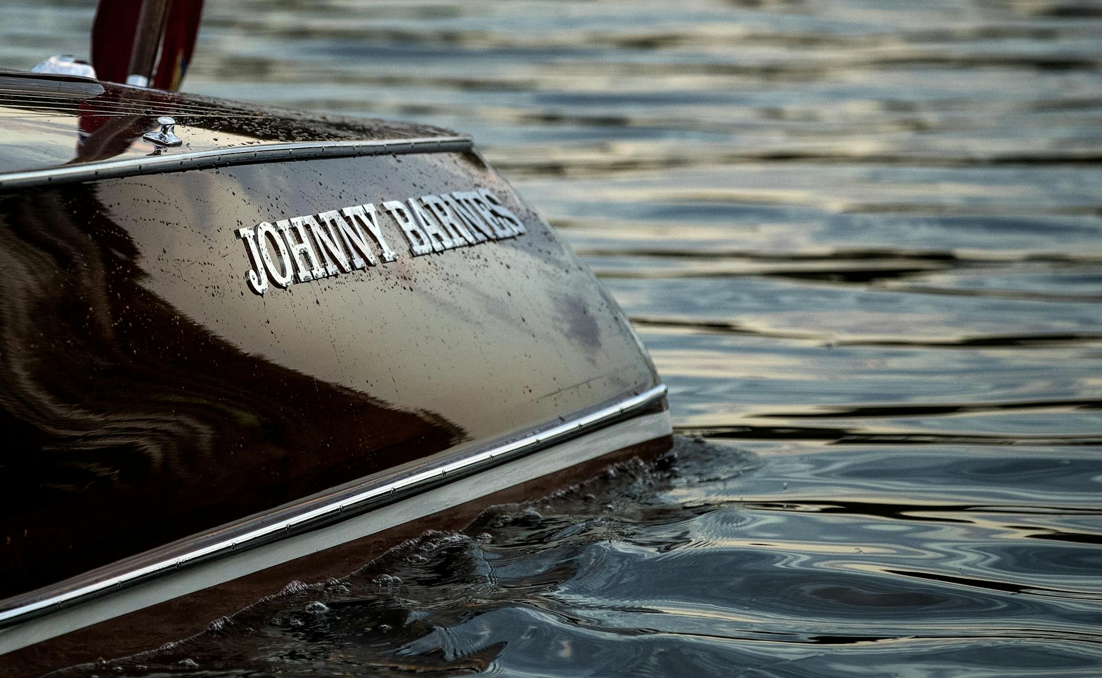 The Johnny Barnes, a 26-foot triple cockpit 1931 Earl C. Barnes powered by a 1931 F Scripps Gold Cup engine built in Gravenhurst Canada.