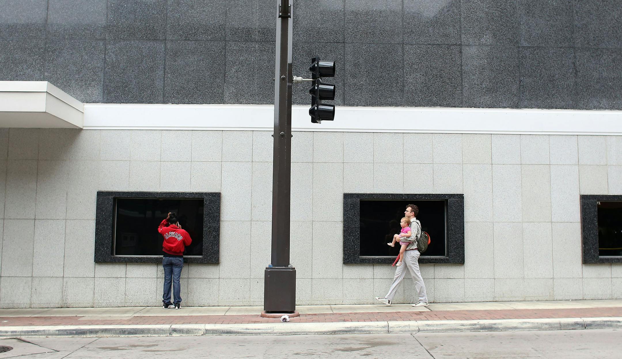 The outside of what use to be Macy's in downtown St. Paul Wednesday.