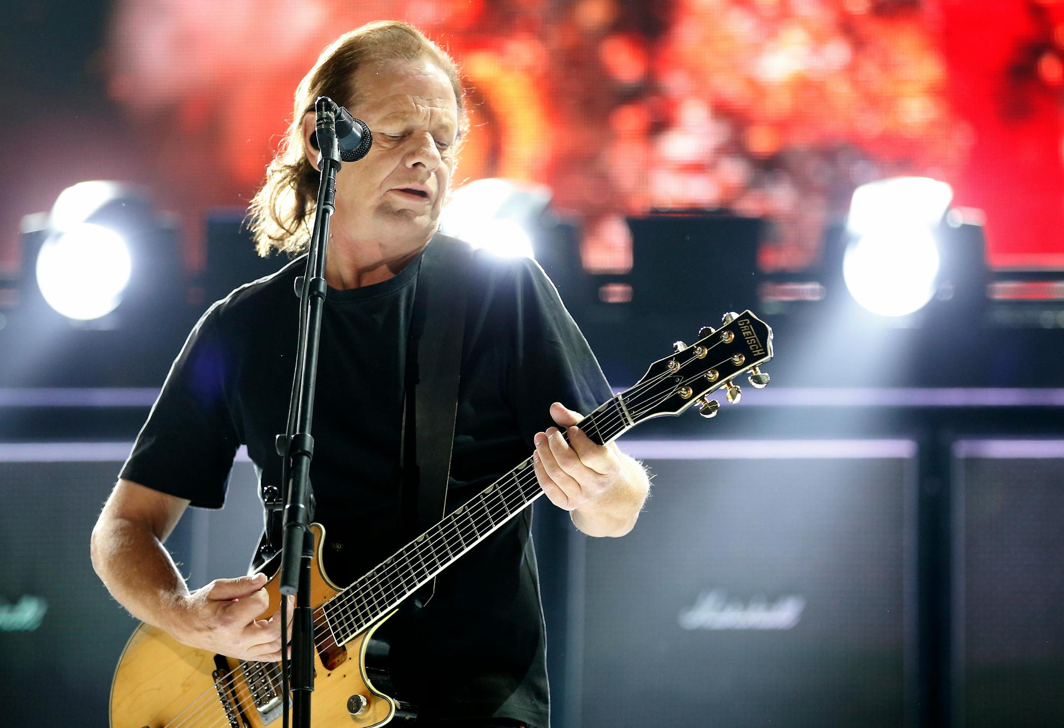 Rhythm guitar player Stevie Young of AC/DC performed at the Xcel Energy Center on Sunday night. ] CARLOS GONZALEZ cgonzalez@startribune.com - February 14, 2016, New St. Paul, MN, Xcel Energy Center, AC/DC Concert