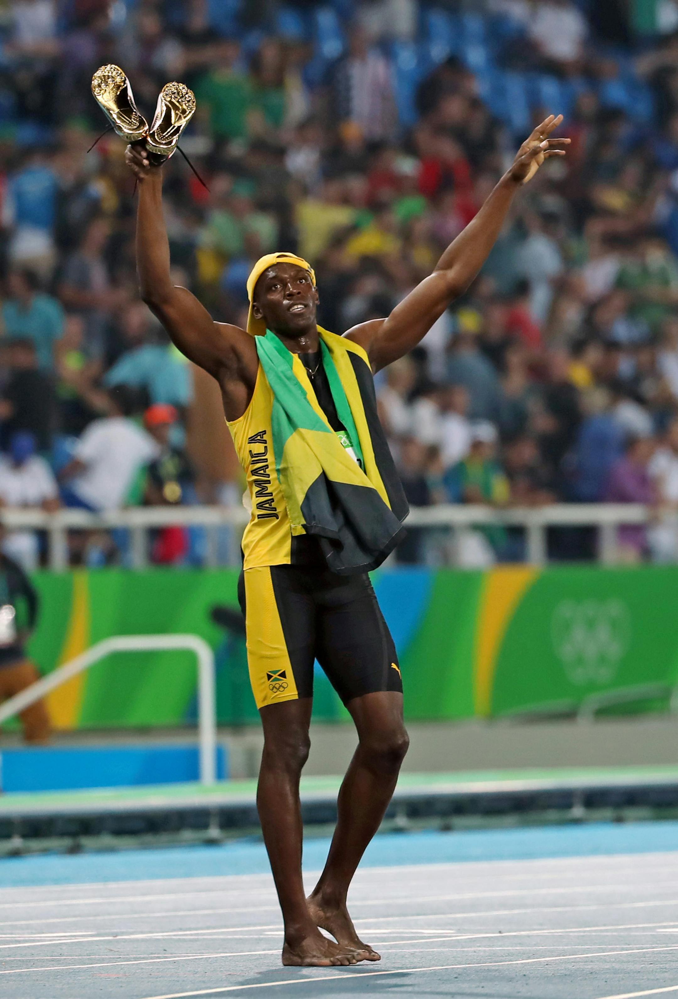 Men's 100 meter final. Jamaica's Usain Bolt, wins gold again beating USA's Justin Gatlin. ] 2016 Summer Olympic Games - Rio Brazil brian.peterson@startribune.com Rio de Janeiro, Brazil - 08/14/2016