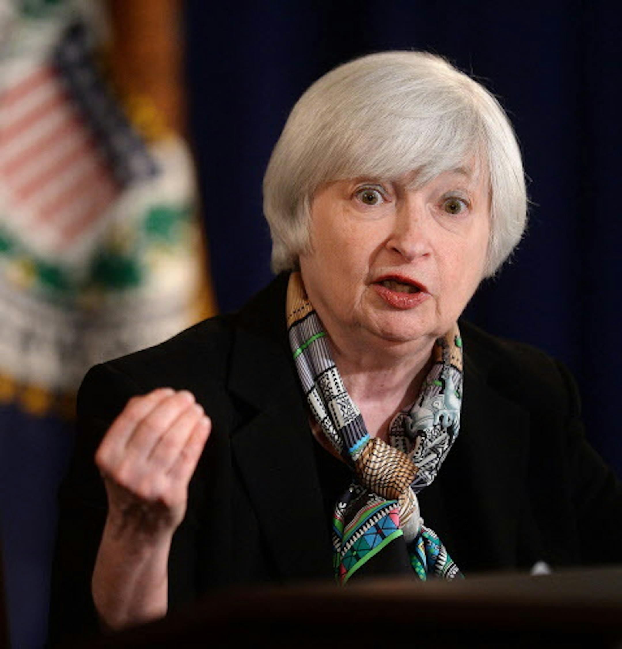 Federal Chair Janet Yellen holds her first news conference following the Federal Open Market Committee (FOMC) meeting at the Federal Reserve System March 19, 2014 in Washington, DC. (Olivier Douliery/Abaca Press/MCT) ORG XMIT: 1150590