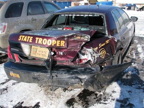 The State Patrol is underscoring the move-over law since a trooper's car was hit Monday on Interstate 35W near Forest Lake.