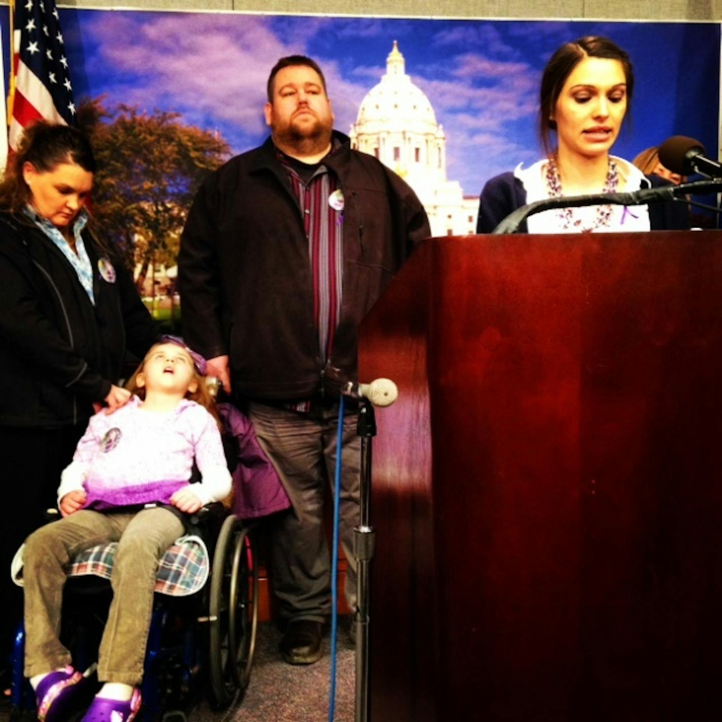 Angela Garin, of St. Paul, asks the governor to legalize medical marijuana