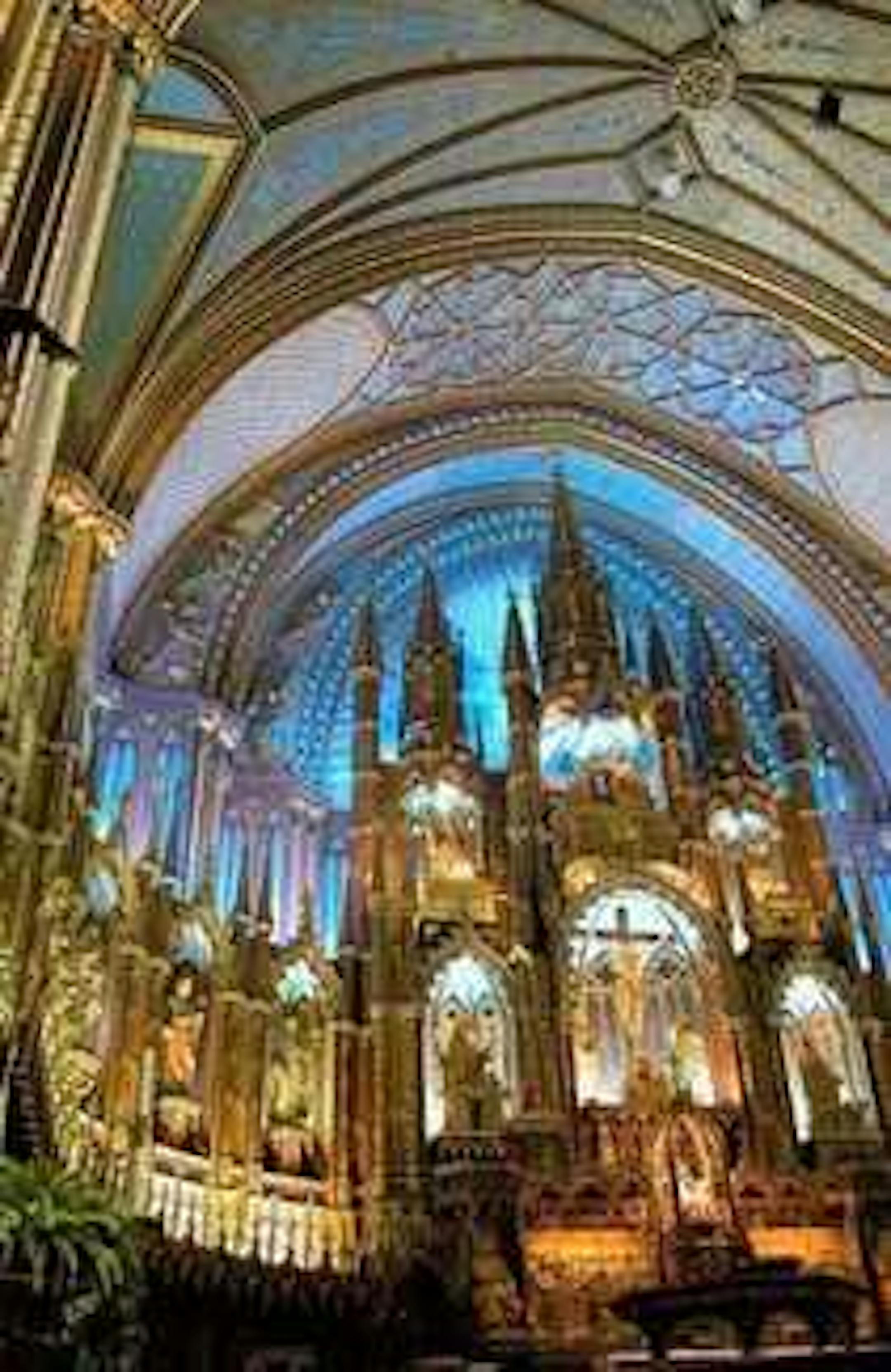 A view inside the Notre-Dame Basilica of Montreal.
