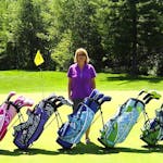Birdie Babe founder Jill Beyer displays some of the gear she created.