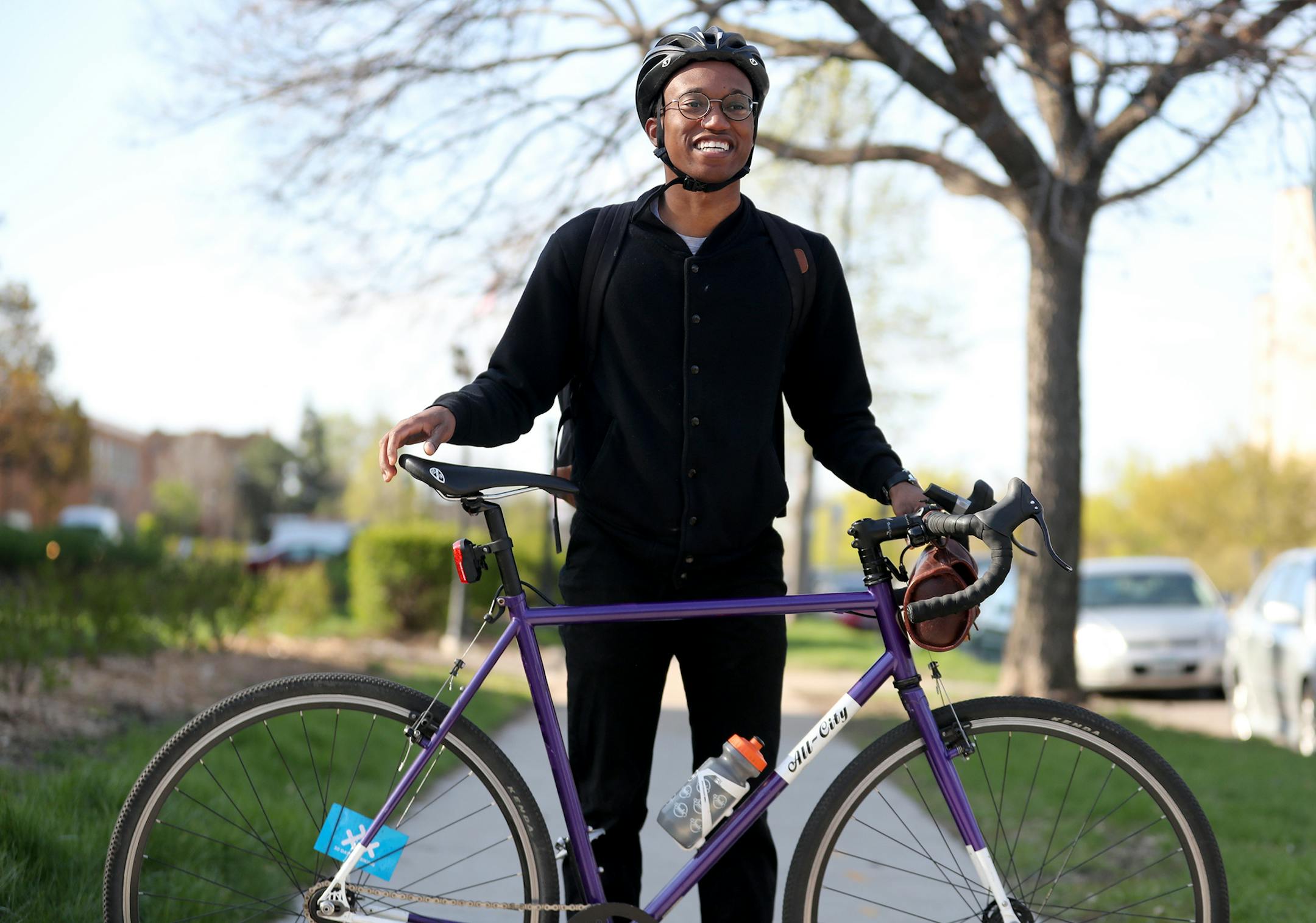 Connor ? was among cyclists encountered in Minneapolis, talking about their lives and its impact. They were randomly encountered on Park Avenue, just south of downtown Minneapolis, MN, Wednesday, May 3, 2017.] DAVID JOLES ï david.joles@startribune.com iCylce installment