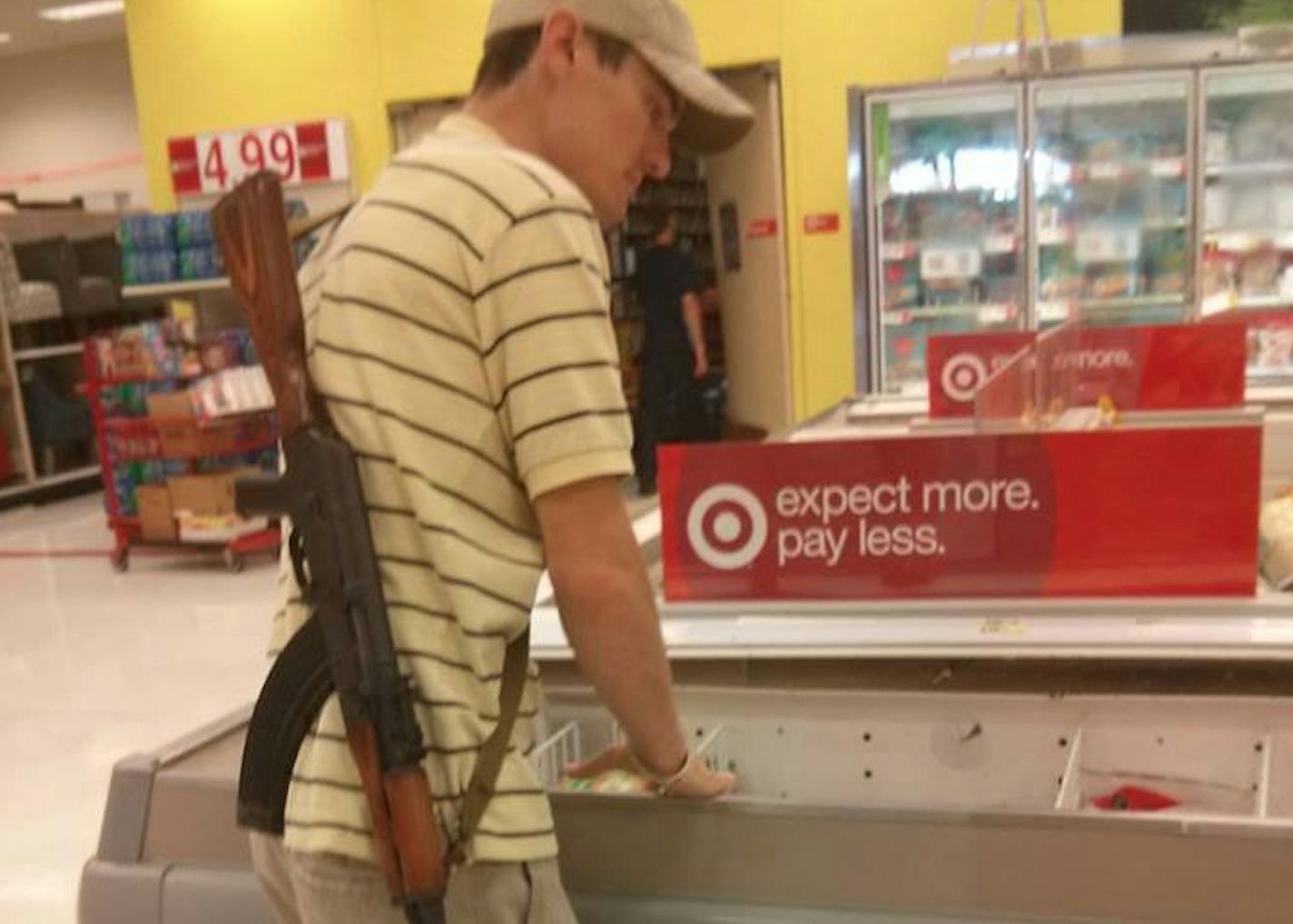 An Open Carry Texas website photo shows an unidentified shopper with a firearm at a Target store.