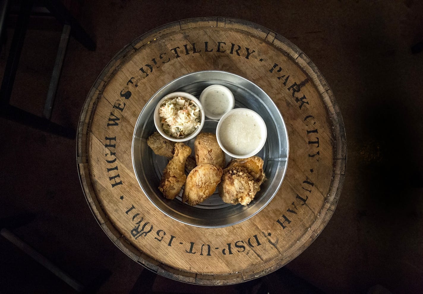 The Buttermilk Fried Chicken with grits and coleslaw at Lyn 65 in Richfield January 30, 2015.