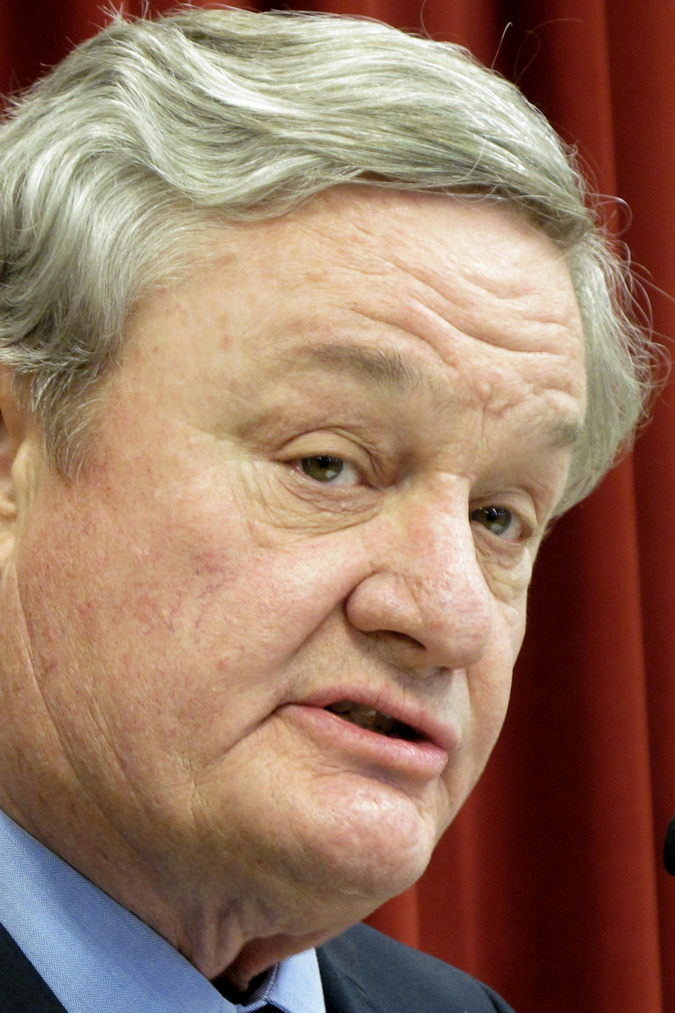 FILE - In this April 16, 2012 file photo, North Dakota Gov. Jack Dalrymple speaks in Bismarck, N.D. Dalrymple signed legislation on March 26, 2013 that would make North Dakota the nation's most restrictive state on abortion rights, banning the procedure if a fetal heartbeat can be detected ó something that can happen as early as six weeks into a pregnancy. Rival legal teams, each well-financed and highly motivated, are girding for high-stakes court battles in the coming months over this law