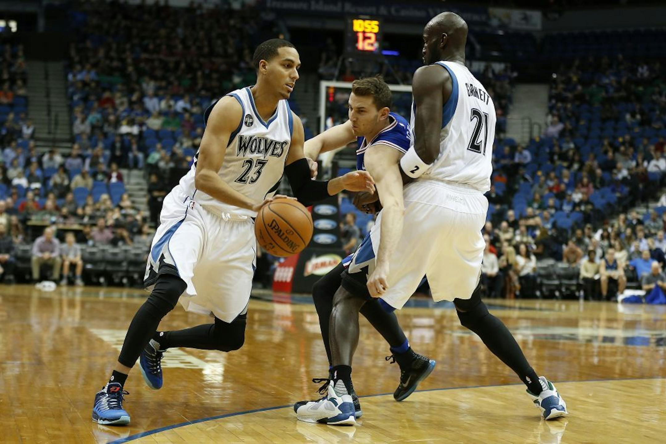 Timberwolves guard Kevin Martin (23) and forward Kevin Garnett (21) won't play Wednesday night against the Knicks.