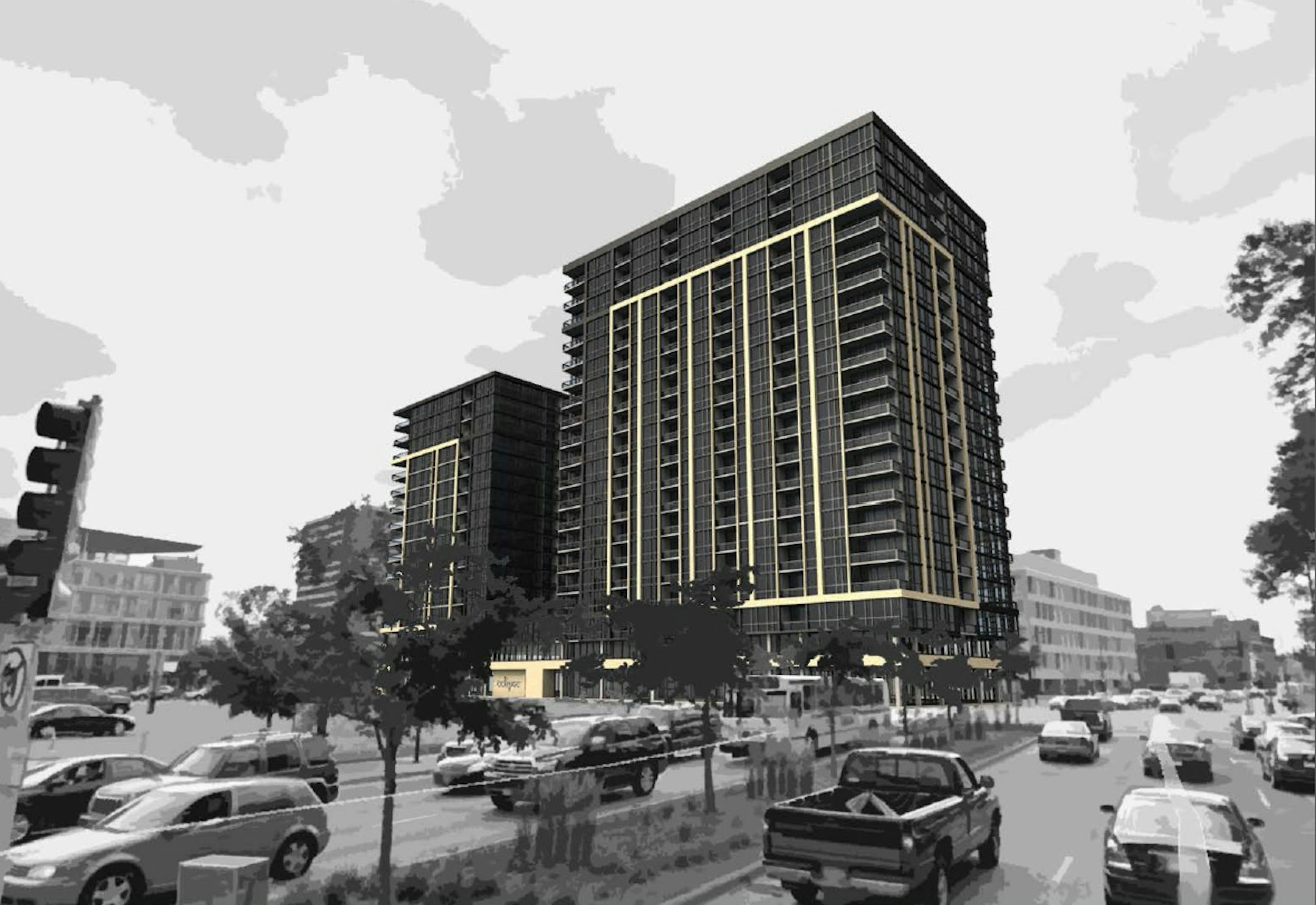 Rendering of a proposed 20-story building on Hennepin Avenue, called Eclipse.