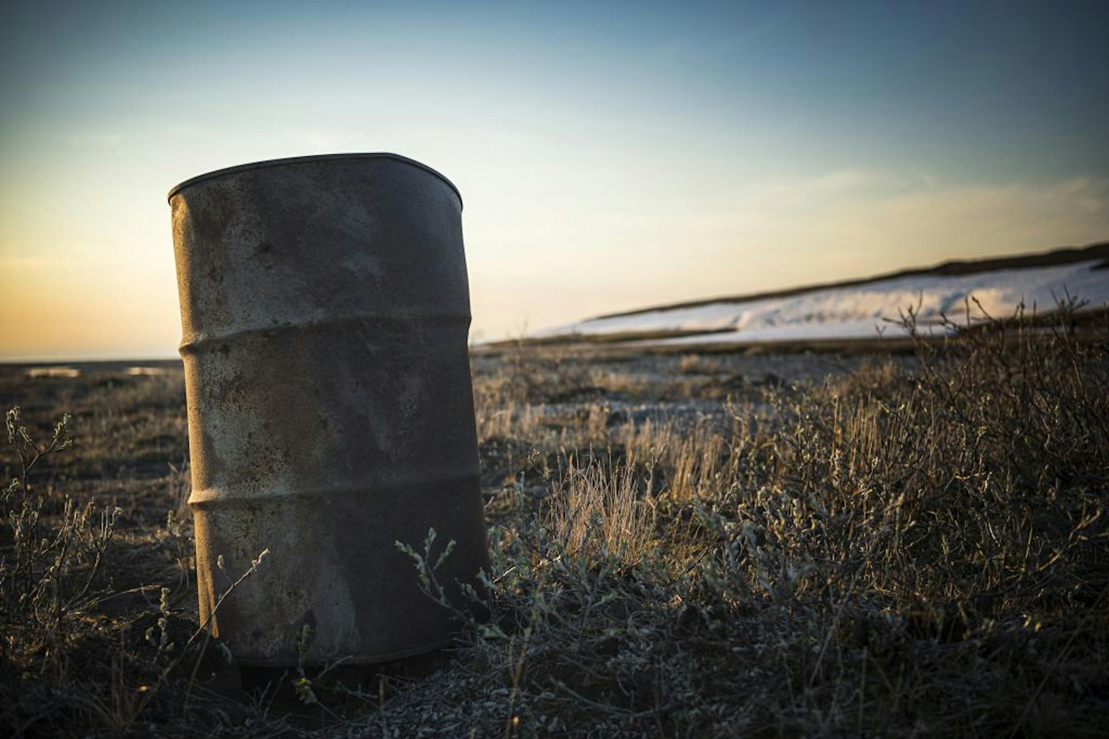 FILE -- An old fuel drum in the Arctic National Wildlife Refuge in Alaska, June 18, 2019. The Trump administration announced Nov. 16, 2020, it would begin selling oil leases for the Arctic National Wildlife Refuge in Alaska.
