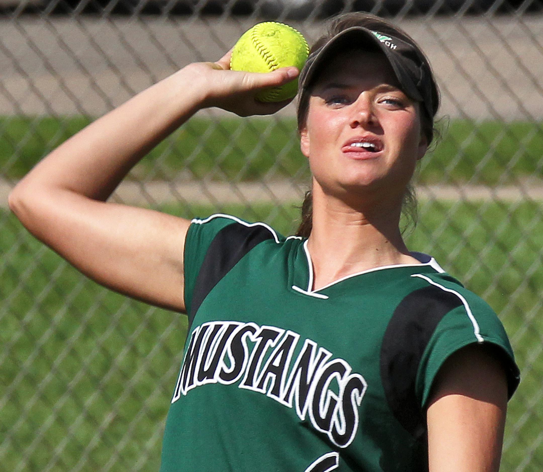 Mounds View softball player Maddie Gorman leads the metro in RBI's and is captain of the MV softball team. Photos from game with Stillwater where she played in centerfield. (MARLIN LEVISON/STARTRIBUNE(mlevison@startribune.com (cq )NOTE: Gorman struck out all three at-bats.