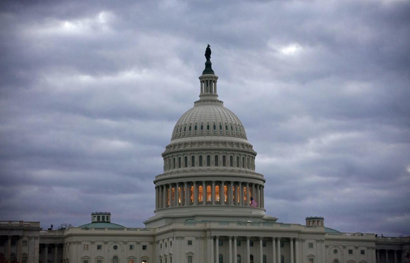 Cloudy skies shroud the Capitol in Washington, Thursday morning, Nov. 21, 2013. Senate Democratic and Republican leaders are at odds over the rules that govern the upper chamber. The Senate is nearing a potential showdown on curbing the power that the Republican minority has to block President Barack Obama�s nominations, as Democrats edge toward muscling a rewrite of filibuster rules through the chamber. Work in Congress winds down rapidly at the end of the day as lawmakers retreat for a two-wee