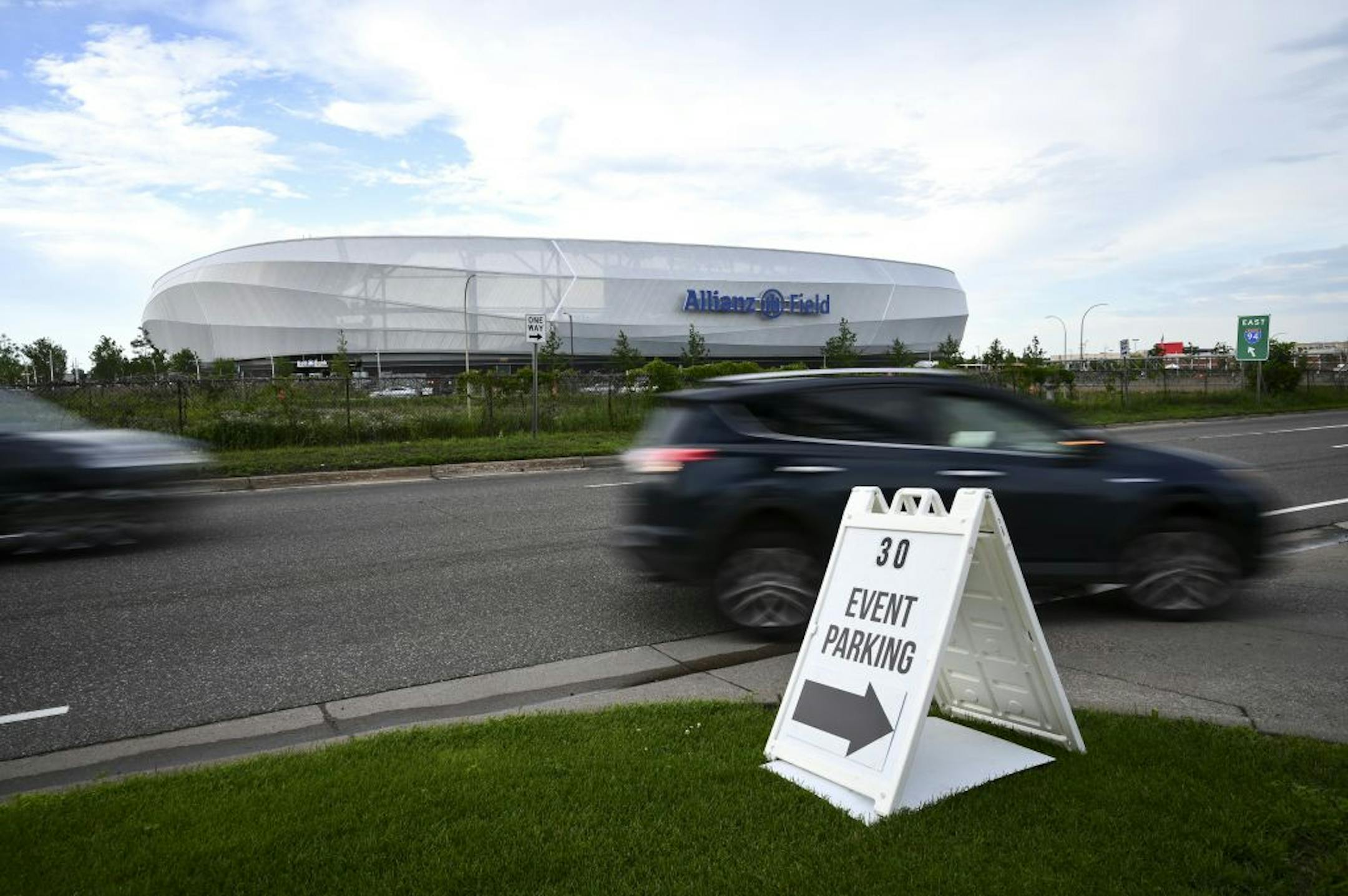 Old National Bank, across the I-94 Freeway from Allianz Field, rented parking spots for $30 for Wednesday night's game.