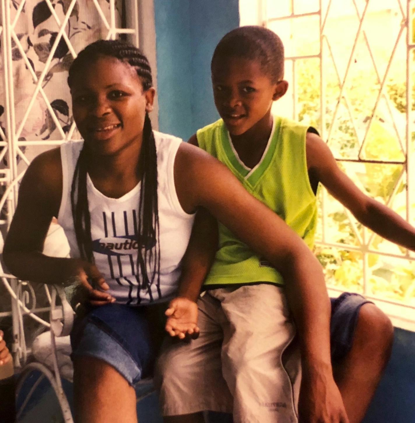 A young Danielle Hunter and his mother.