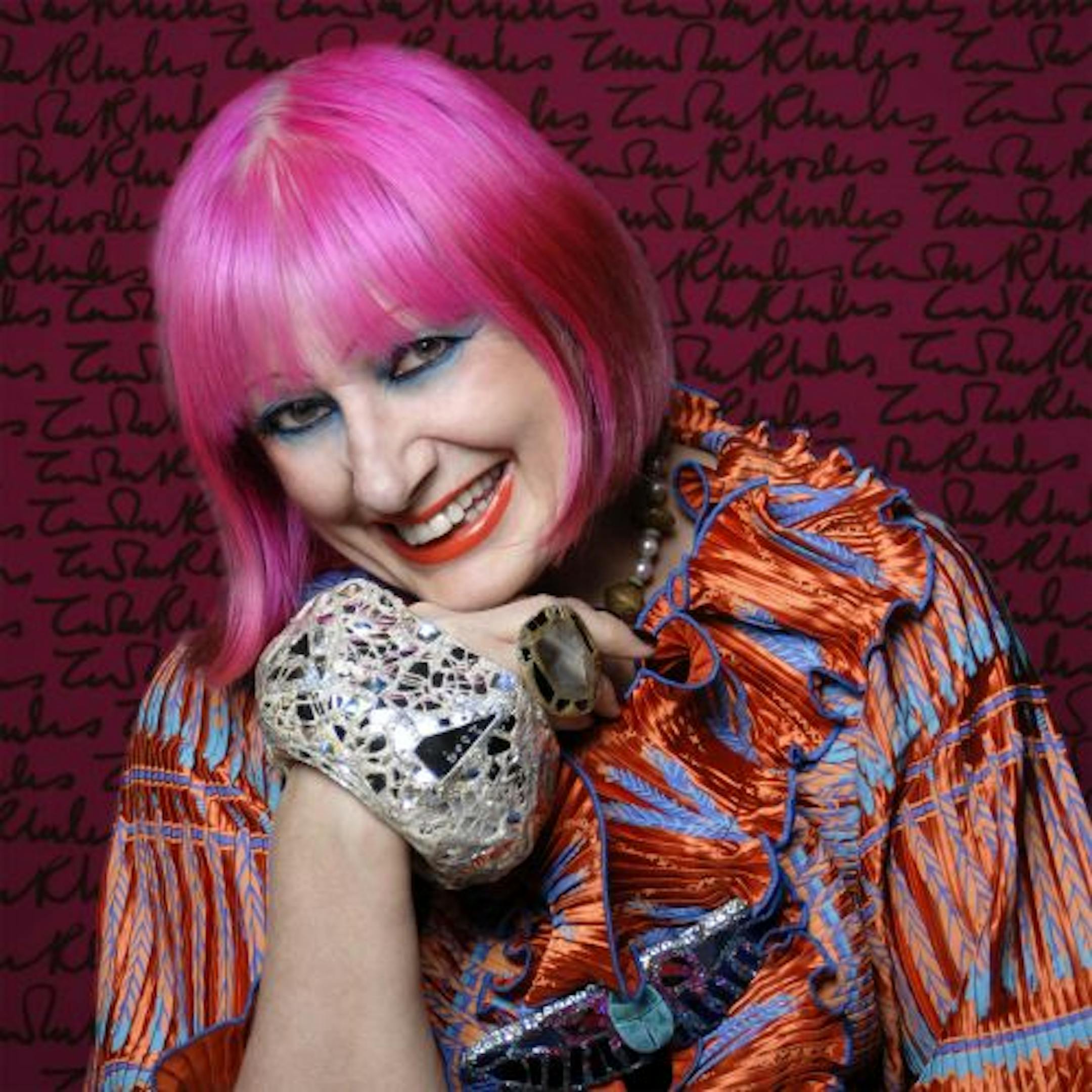 Designer Zandra Rhodes' exuberant use of color isn't confined to her costume designs.