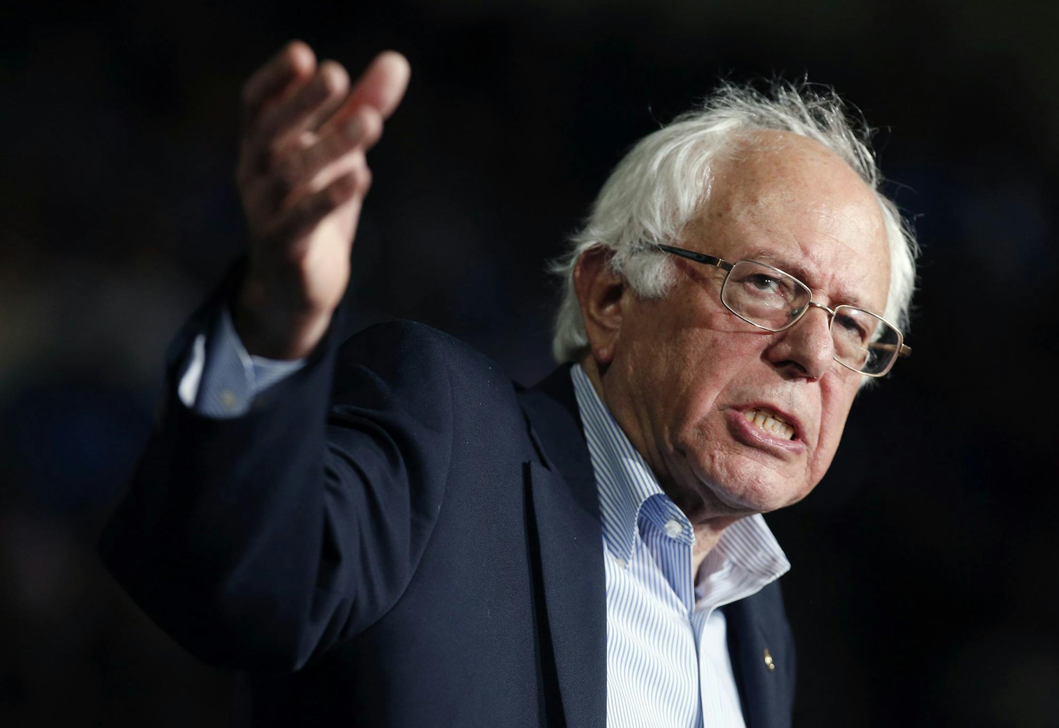 Democratic presidential candidate, Sen. Bernie Sanders, I-Vt, speaks during a campaign rally in Springfield, Mass., Saturday, Oct. 3, 2105. (AP Photo/Michael Dwyer) ORG XMIT: otk