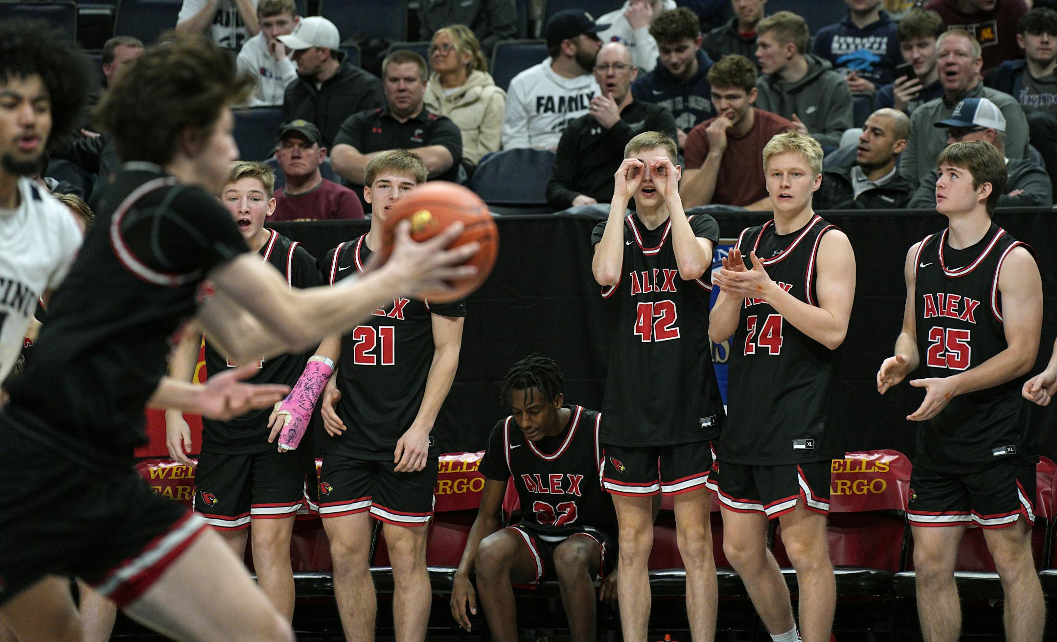 The Alexandria bench had a close watch on their teammates on the floor in the second half.