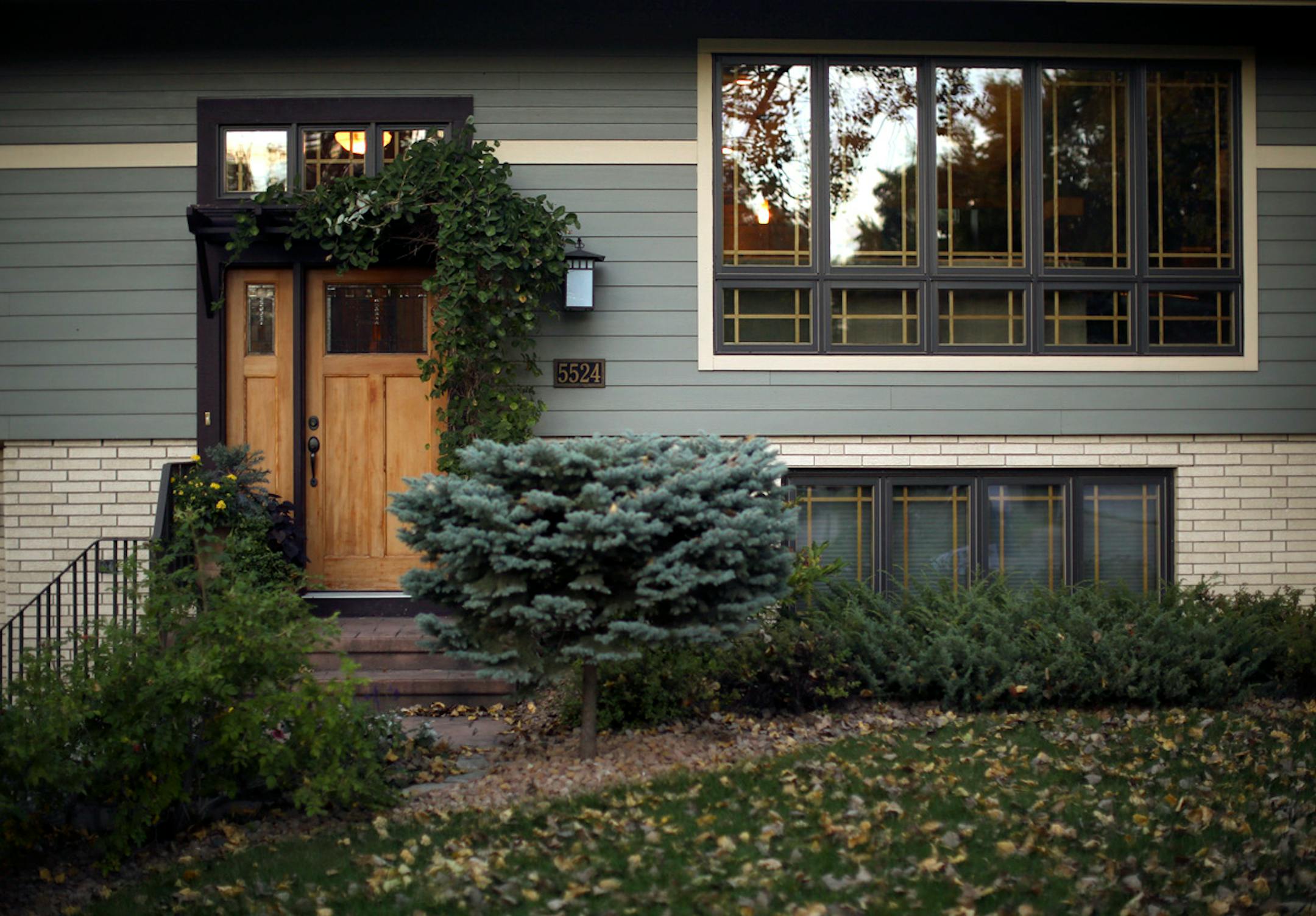 The front door of the split-entry home.