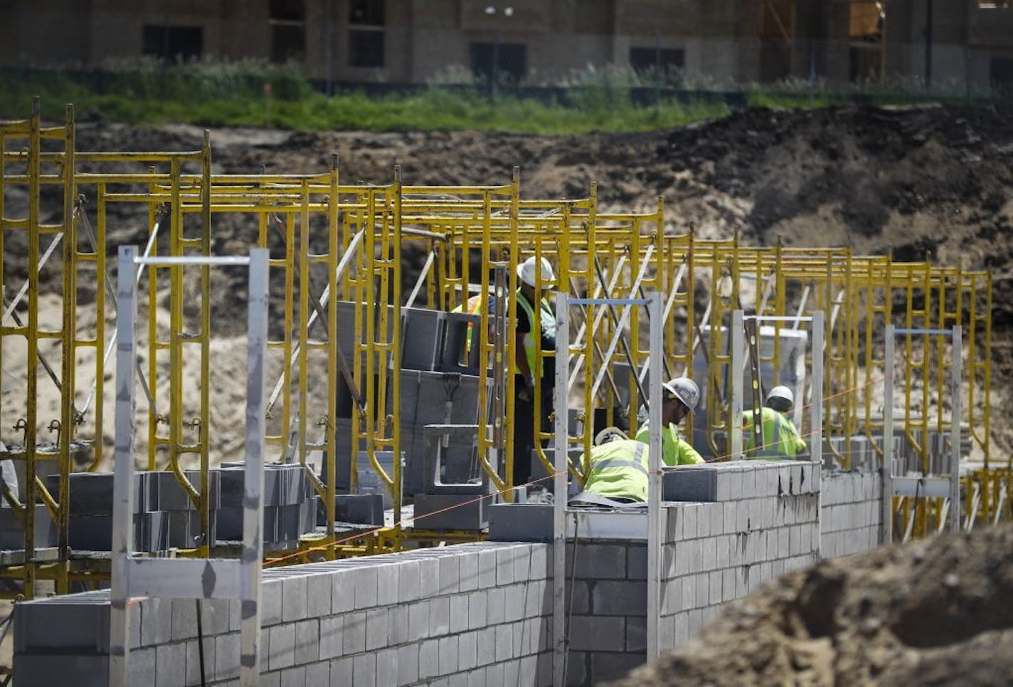 Construction continued at The Affinity at Eagan apartments, a 55 and older apartment building that was permitted during May, in Eagan, Minn., on Wednesday, May 31, 2017.