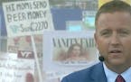 This plea for beer money appeared behind Kirk Herbstreit on ESPN's "College GameDay" on Saturday morning.