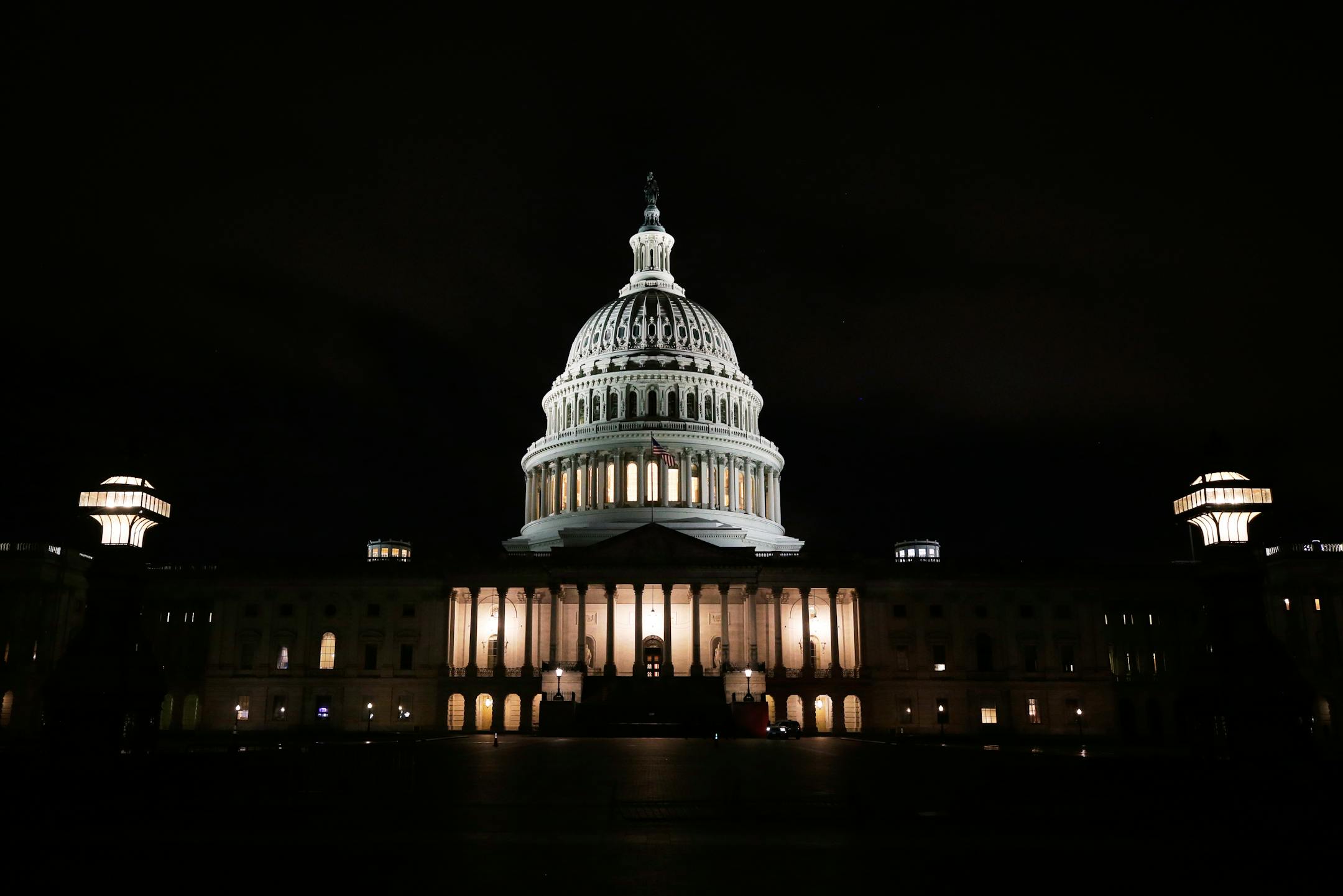 The U.S. Capitol lit up at night in Washington, D.C.