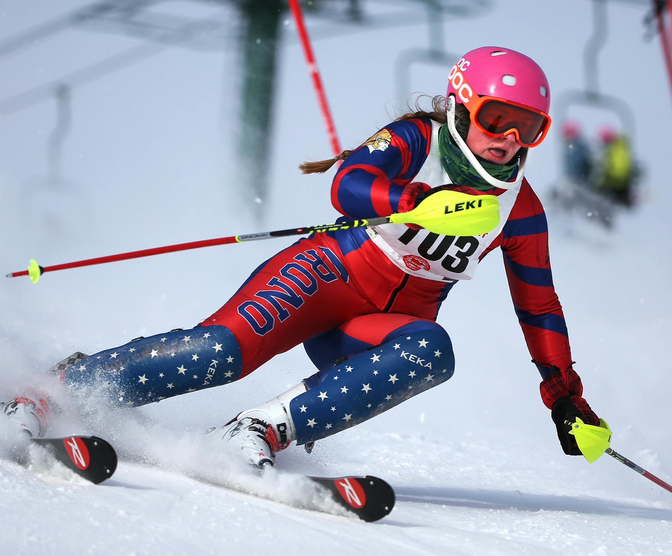 Rosie Hust of Orono placed second in the girls' individual competition at the Alpine skiing state meet last winter.